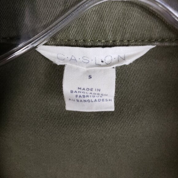 CASLON Jacket Oversized Utility Cargo Snap Army Green size S Military Shacket - Picture 3 of 13